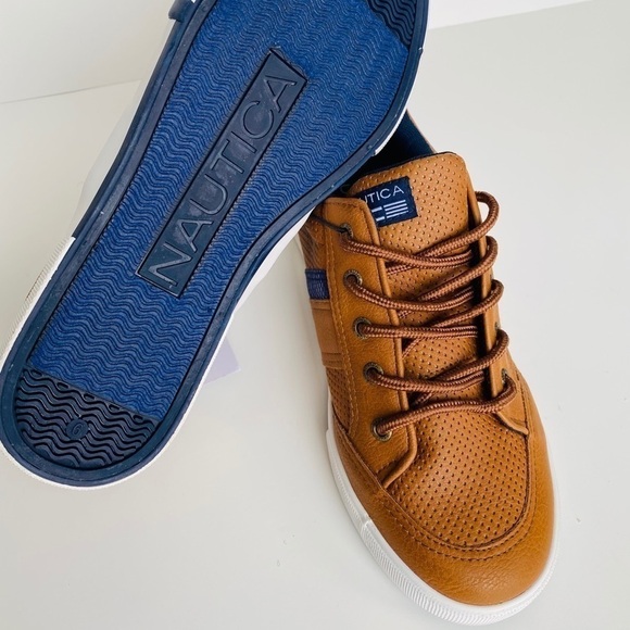 NWT Nautica Hull Youth Lace Up Tan Shoes Size 6 - Picture 3 of 8